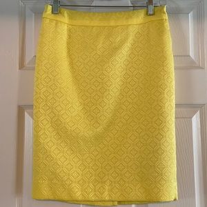 Unique Lemon Yellow Jacquard Pencil Skirt